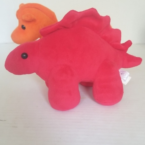 Manhattan Toy Company Jellybeans Orange Horse & Red Stegosaurus Plush Toys - Picture 4 of 7